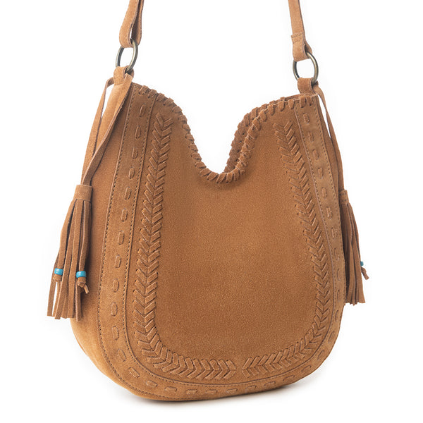 Myra Savannah Sunset Fringed Leather Bag in Deep Mocha - Myra USA