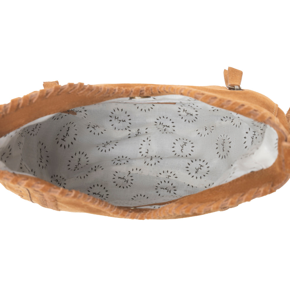 Myra Savannah Sunset Fringed Leather Bag in Deep Mocha - Myra USA