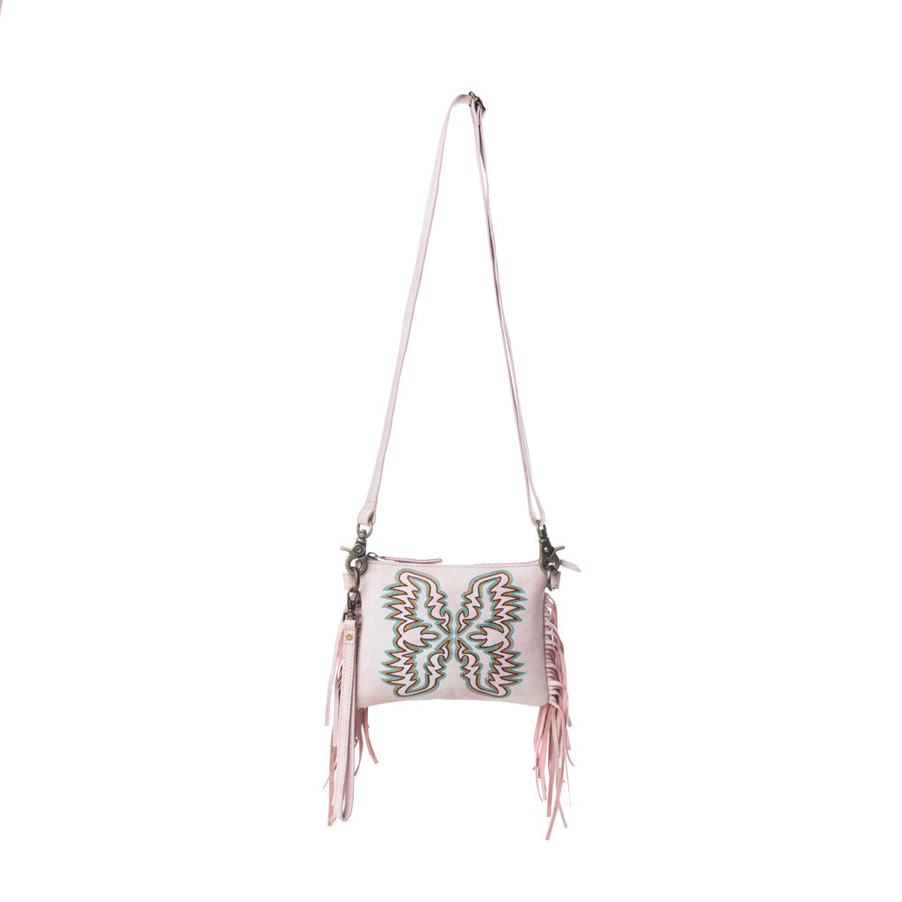 Myra ThunderFly Fringed Leather Bag in Sundown Blush - Myra USA