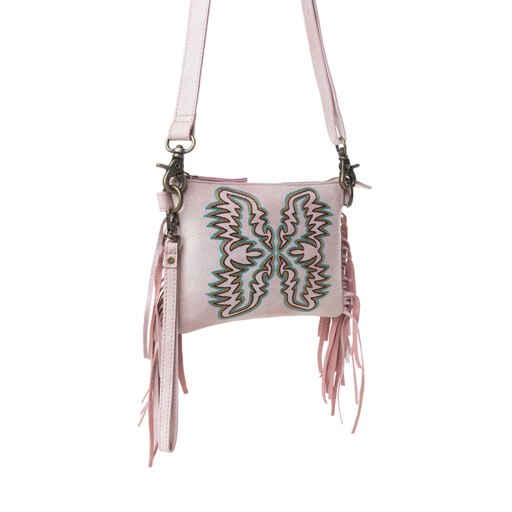 Myra ThunderFly Fringed Leather Bag in Sundown Blush - Myra USA