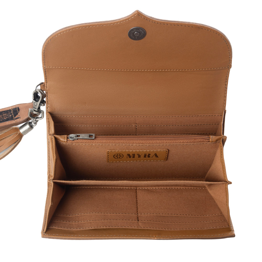 Myra Wildflower Story Handtooled Leather Wallet in Earth Bloom - Myra USA