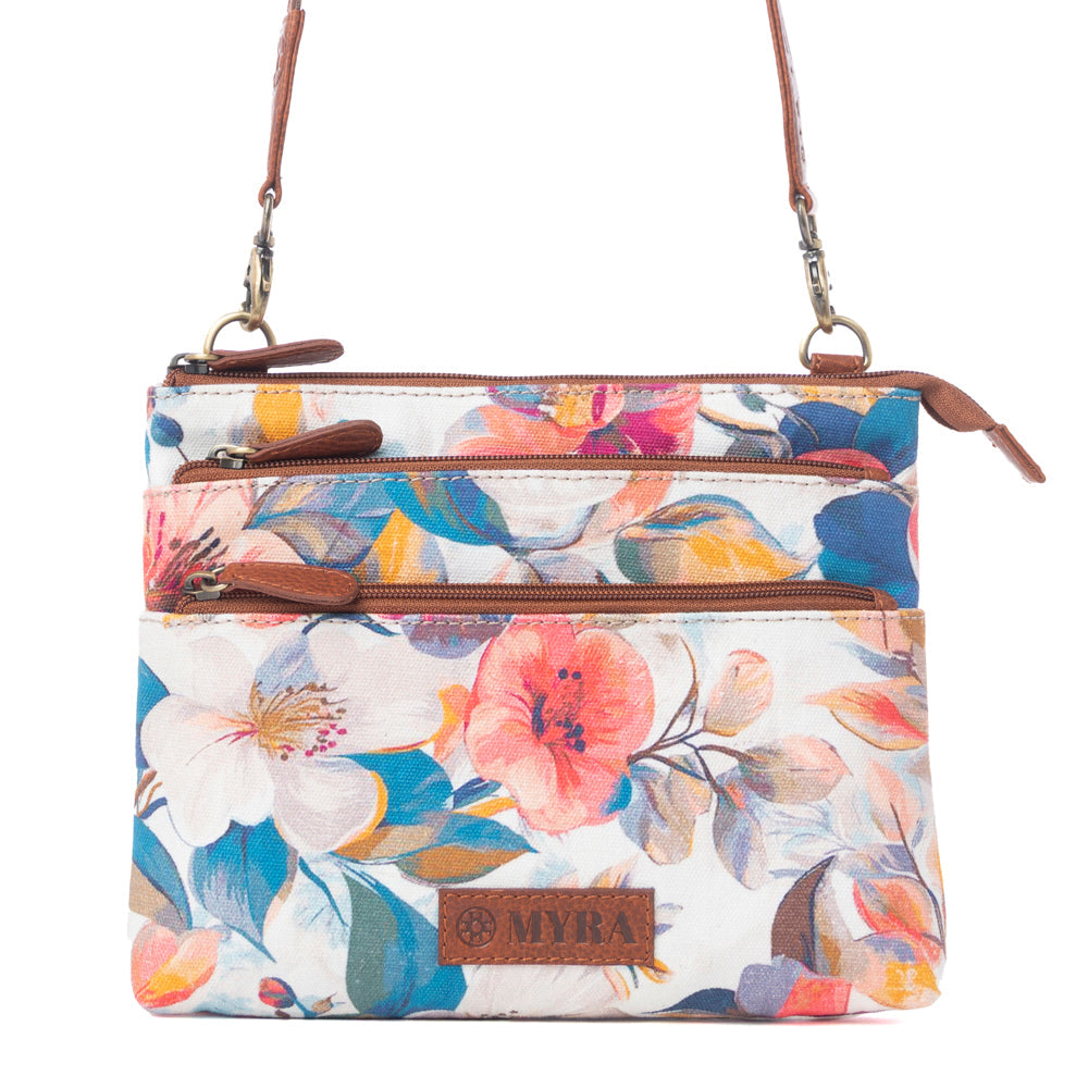 Myra Maple Ridge Cotton & Leather Crossbody Bag in Painted Ivory - Myra USA