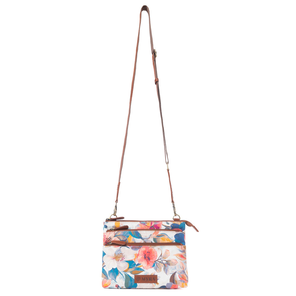 Myra Maple Ridge Cotton & Leather Crossbody Bag in Painted Ivory - Myra USA