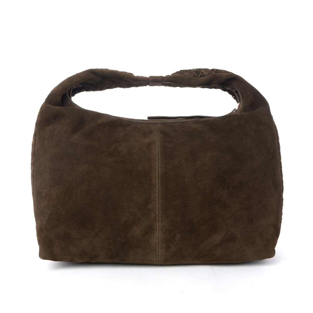 Myra Saddle Weave Genuine Suede Leather Bag in Bridle Bronze - Myra USA