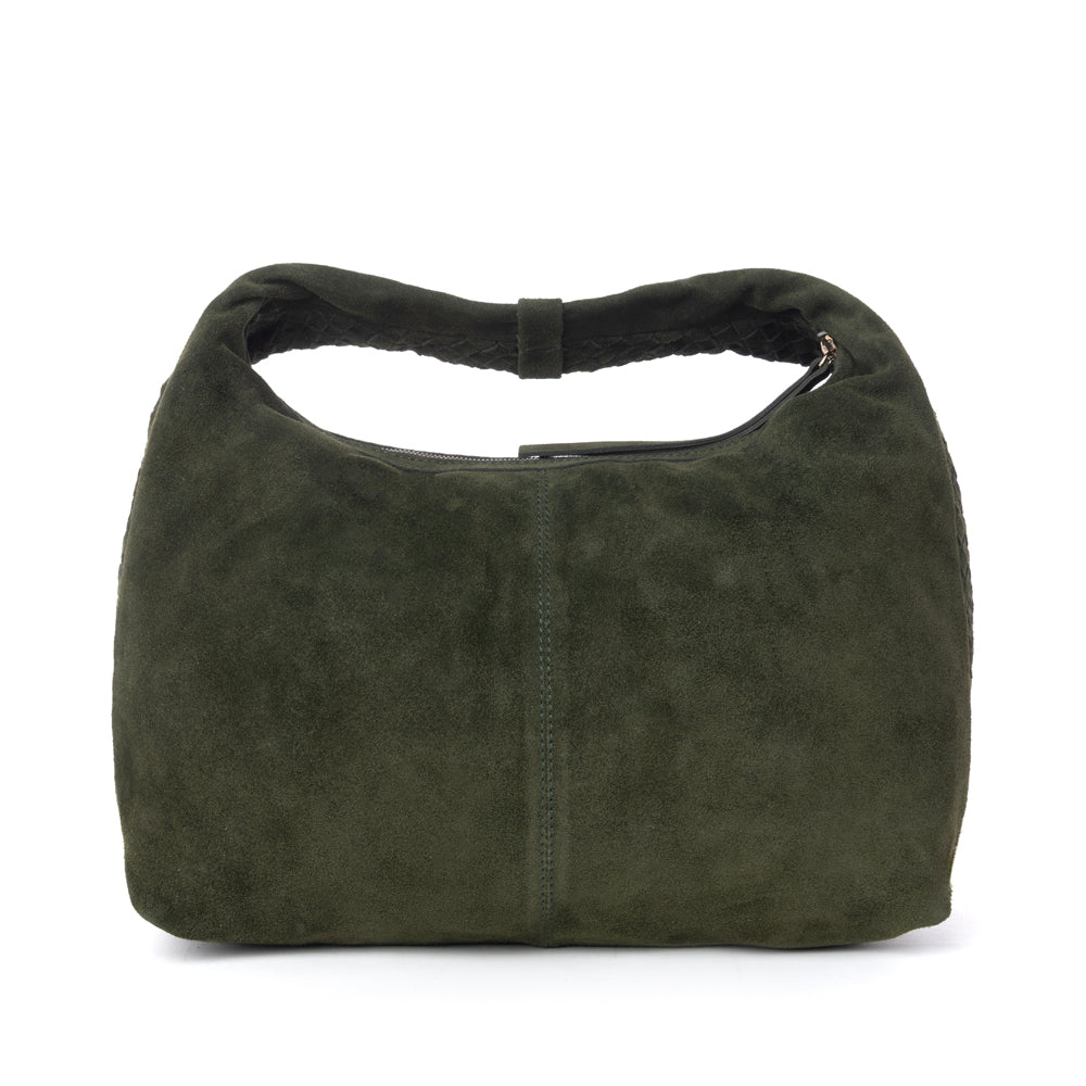 Myra Saddle Weave Genuine Suede Leather Bag in Olive Moss - Myra USA
