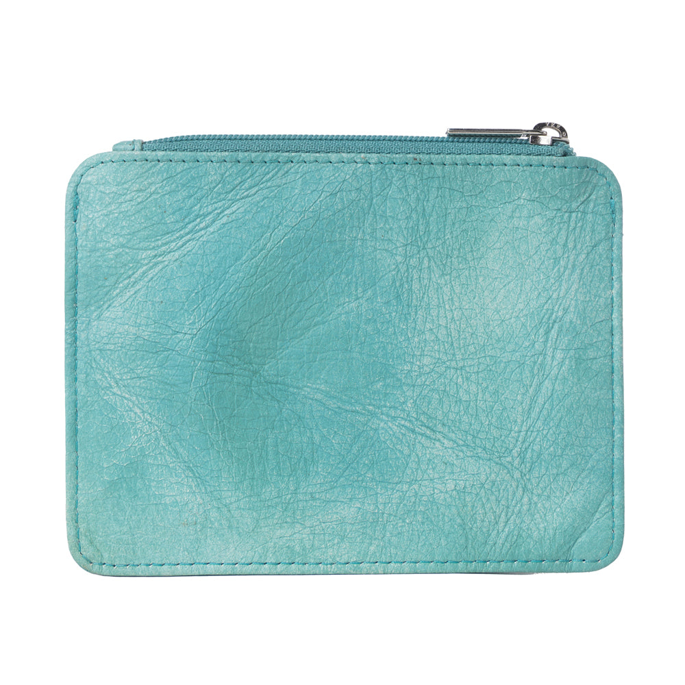Myra Driftwood Cove Embossed Leather Credit Card Holder in Ocean Sage - Myra USA