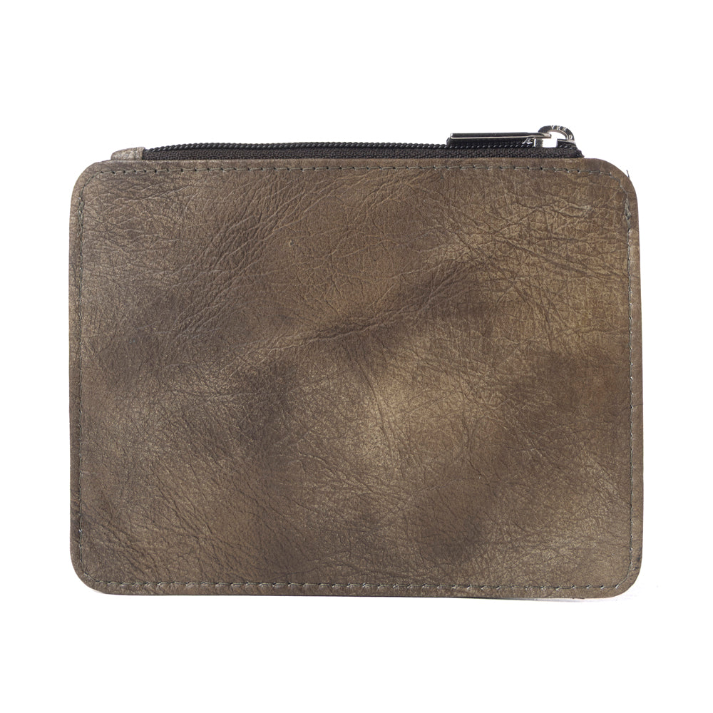 Myra Driftwood Cove Embossed Leather Credit Card Holder in Olive Brown - Myra USA