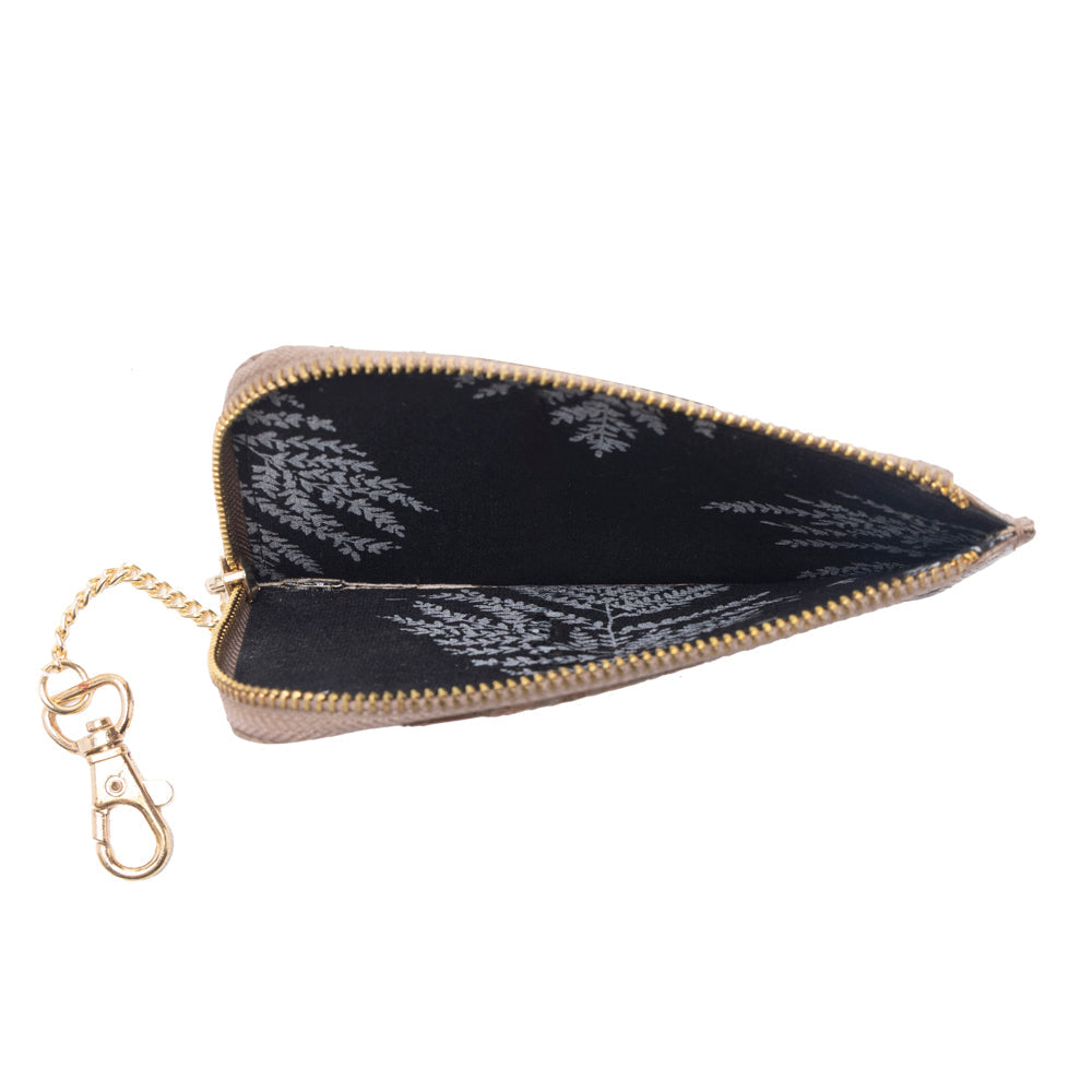 Myra Summer Grove Embossed Leather Credit Card Holder in Desert Taupe - Myra USA