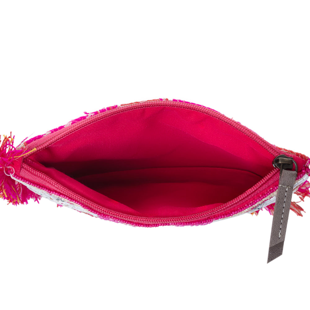 Myra Eye of the Storm Beaded Pouch in Pink Mirage - Myra USA
