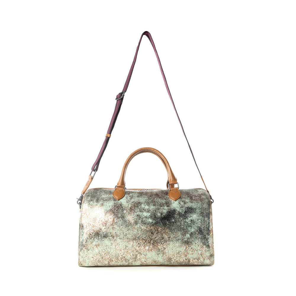 Myra Ranger's Echo Snake Print Leather Duffle Bag for Men in Faded Sage - Myra USA