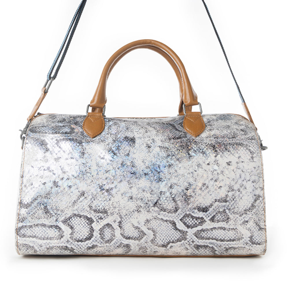 Myra Ranger's Echo Snake Print Leather Duffle Bag for Men in Aurora Viper - Myra USA
