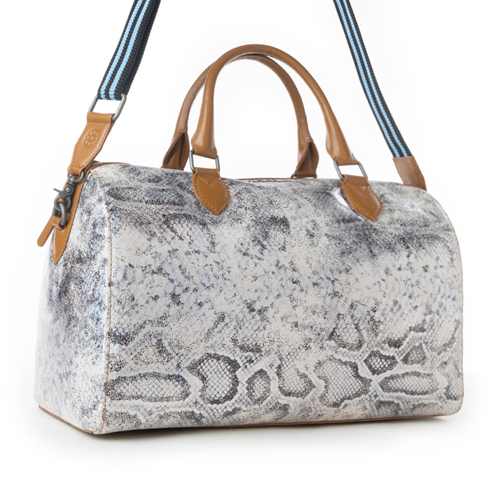 Myra Ranger's Echo Snake Print Leather Duffle Bag for Men in Aurora Viper - Myra USA