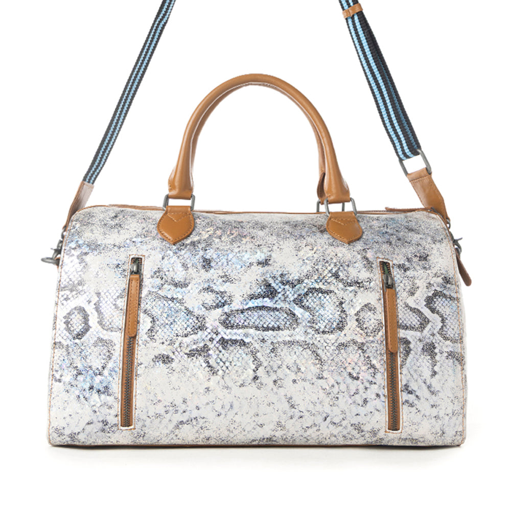 Myra Ranger's Echo Snake Print Leather Duffle Bag for Men in Aurora Viper - Myra USA