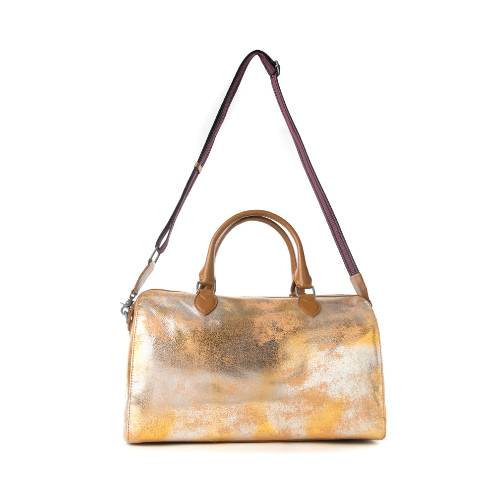 Myra Ranger's Echo Snake Print Leather Duffle Bag for Men in Molten Sunset - Myra USA