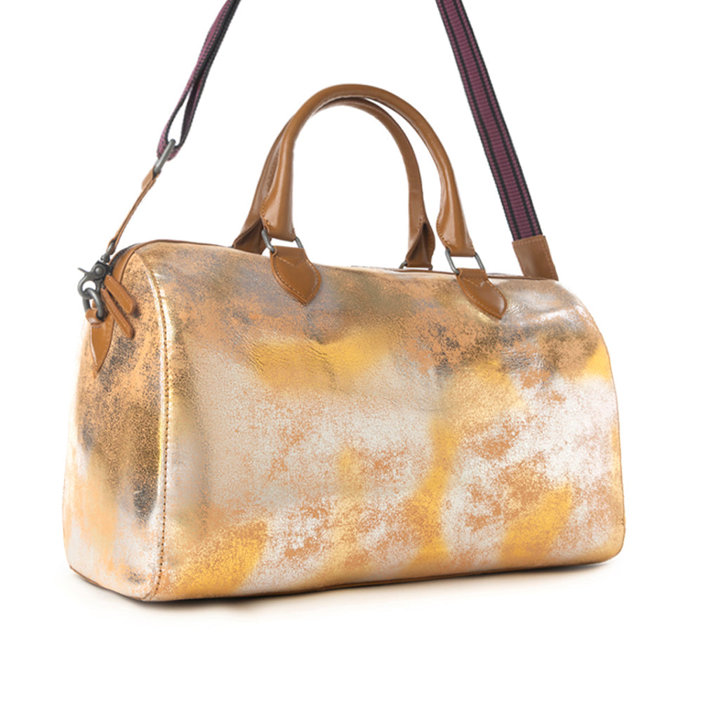 Myra Ranger's Echo Snake Print Leather Duffle Bag for Men in Molten Sunset - Myra USA