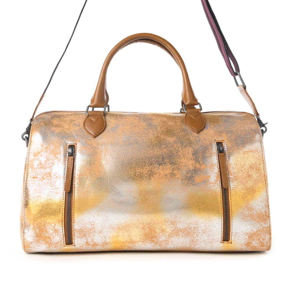 Myra Ranger's Echo Snake Print Leather Duffle Bag for Men in Molten Sunset - Myra USA
