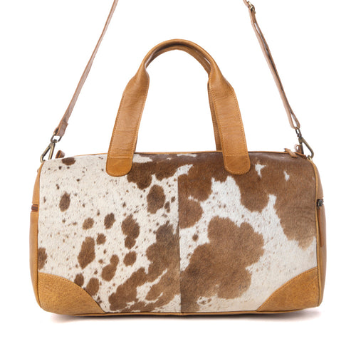 Myra Cattle Drive Men's Hairon Leather Traveller Bag in Bridle Ivory - Myra USA