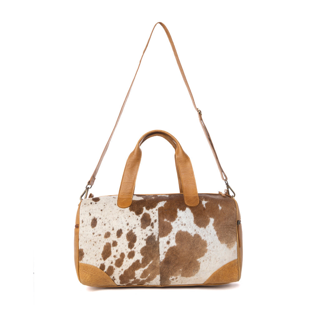 Myra Cattle Drive Men's Hairon Leather Traveller Bag in Bridle Ivory - Myra USA