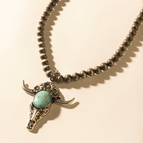 Myra Stone & Horn Chain in Ash Beads - Myra USA