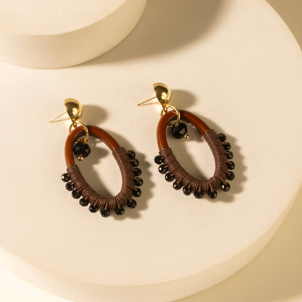 Myra Loom ovals earrings in brown - Myra USA