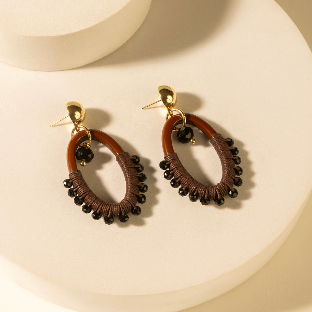 Myra Loom ovals earrings in brown - Myra USA