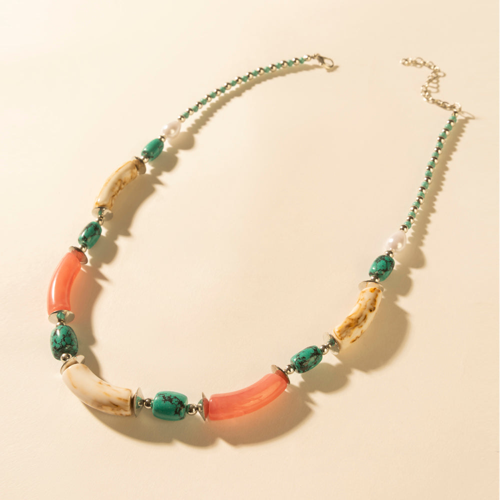 Myra Amber Fire and Blue Sky Necklace in Turquoise - Myra USA