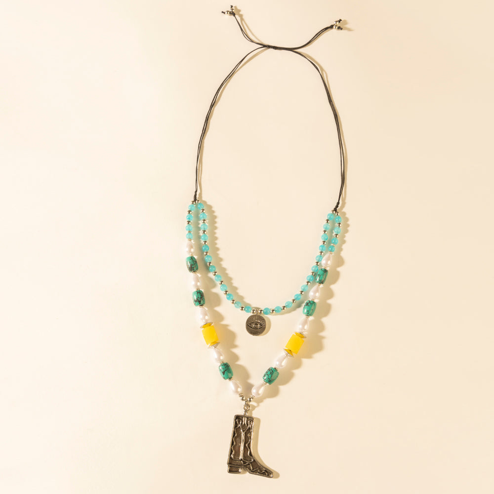 Myra The Long Walk Layered Necklace in Turquoise - Myra USA