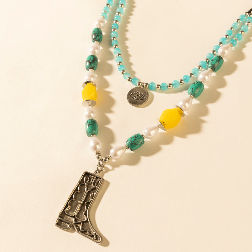 Myra The Long Walk Layered Necklace in Turquoise - Myra USA