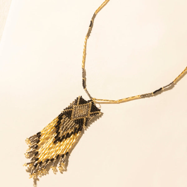 Myra Sun Strung Beaded Necklace in Brown - Myra USA