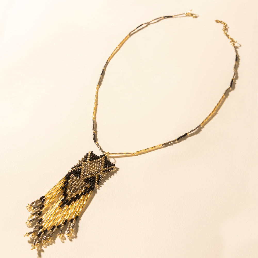Myra Sun Strung Beaded Necklace in Brown - Myra USA