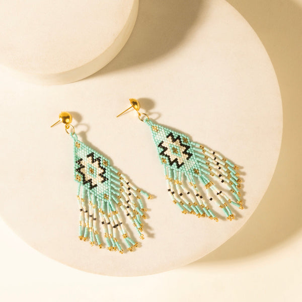 Myra Starfall Fringe Earrings in Turquoise - Myra USA