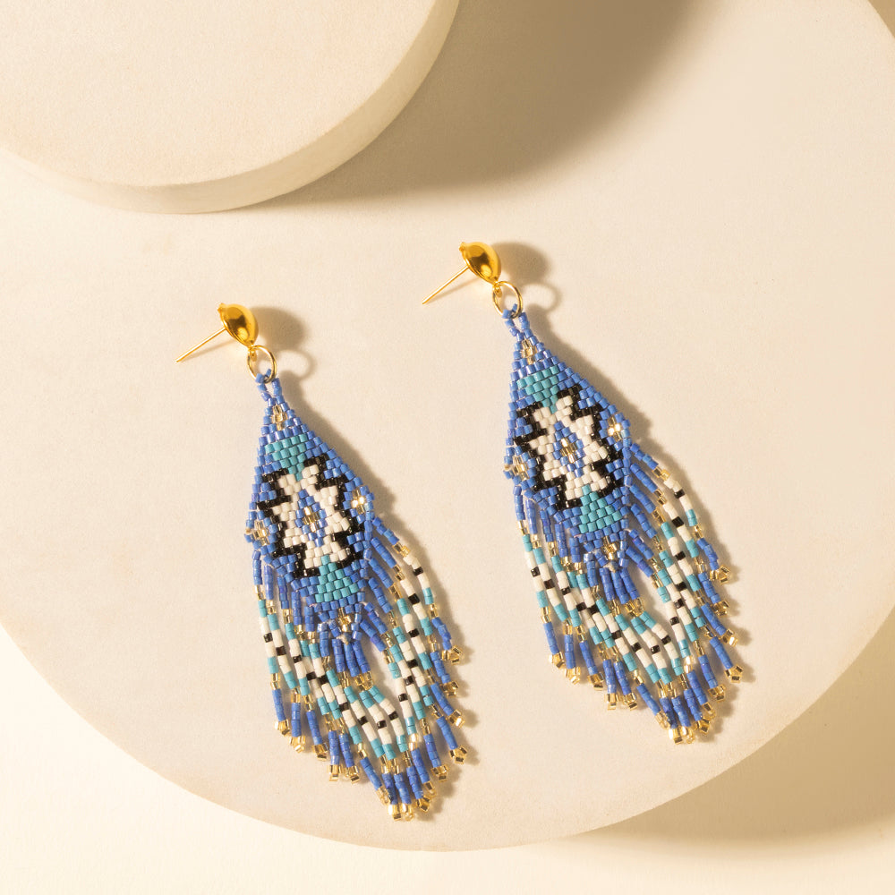 Myra Starfall Fringe Earrings in Cobalt Horizon - Myra USA