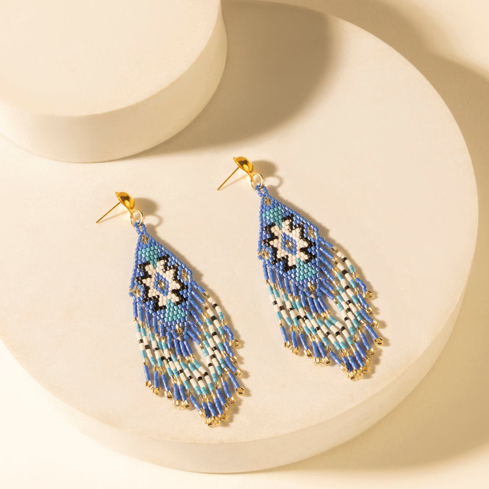 Myra Starfall Fringe Earrings in Cobalt Horizon - Myra USA