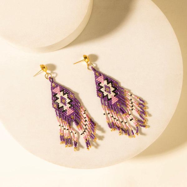 Myra Starfall Fringe Earrings in Wildberry - Myra USA