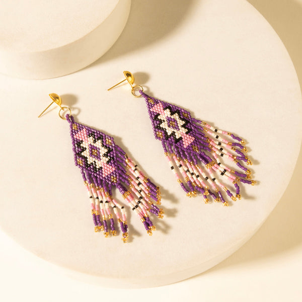 Myra Starfall Fringe Earrings in Wildberry - Myra USA