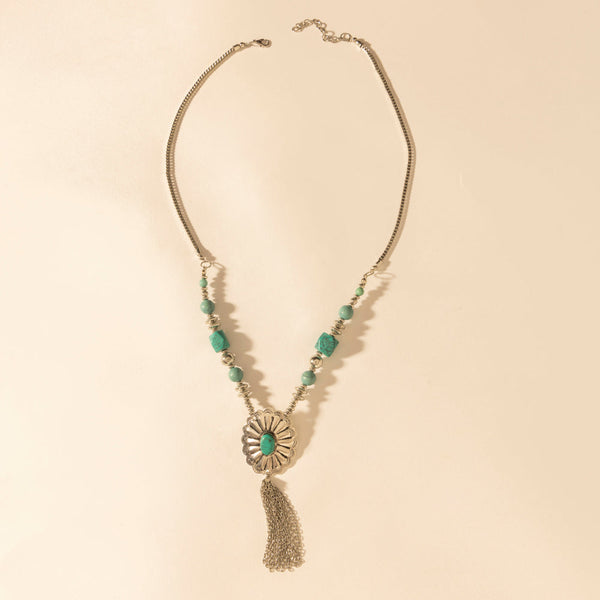 Myra Relic Pendant Necklace in Turquoise Vein - Myra USA