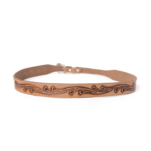 Myra Western Vine Leather Hat Belt in Saddle Tan - Myra USA