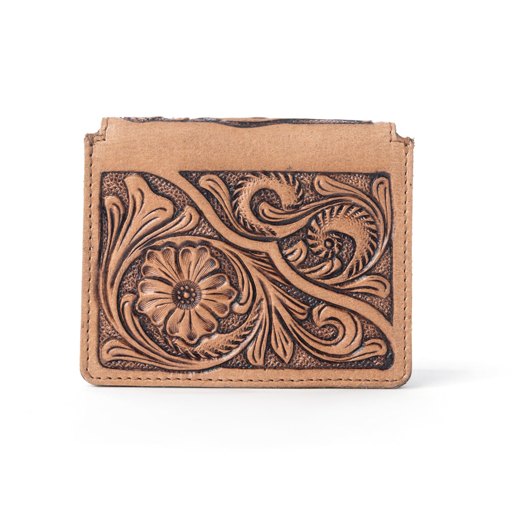Myra Azura Bloom Leather Credit Card Holder in Saddle Dust - Myra USA