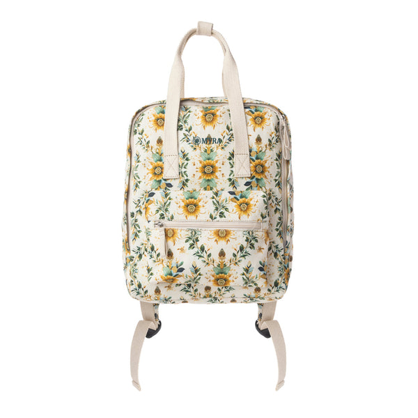 Myra Pine Meadow Cotton & Leather Crossbody Bag in Mustard Cream - Myra USA