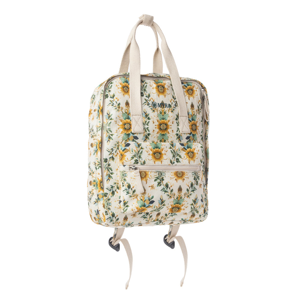 Myra Pine Meadow Cotton & Leather Crossbody Bag in Mustard Cream - Myra USA