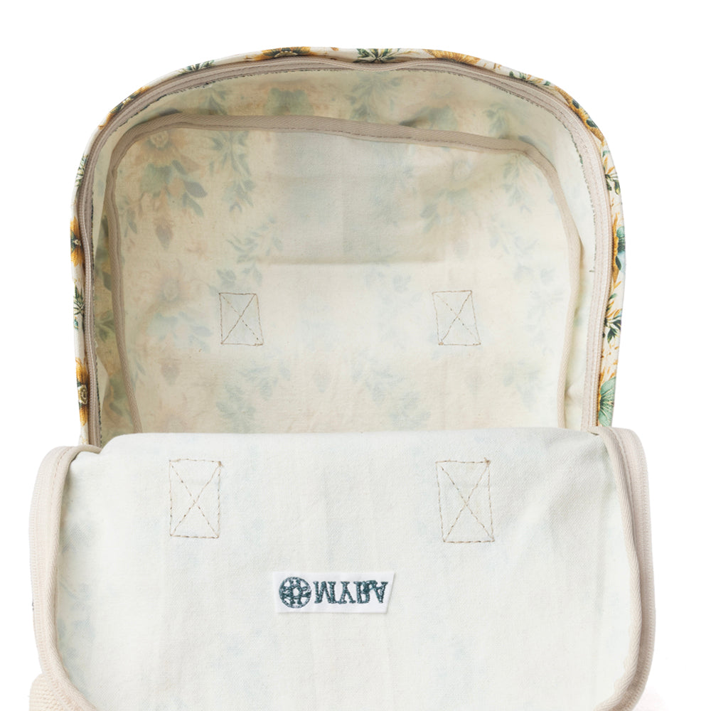 Myra Pine Meadow Cotton & Leather Crossbody Bag in Mustard Cream - Myra USA