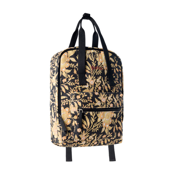Pine Meadow Cotton & Leather Crossbody Bag in Black & Cream Floral - Myra USA