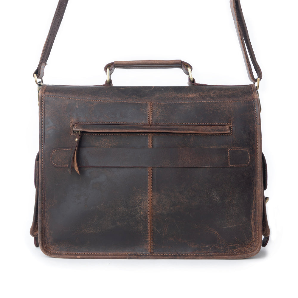 Myra Dust Creek Leather Laptop Bag in Saddle Ember - Myra USA