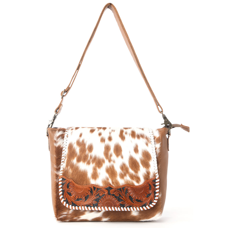 Myra Frontier Drift Hairon Leather Concealed Carry Bag in Canyon Brindle