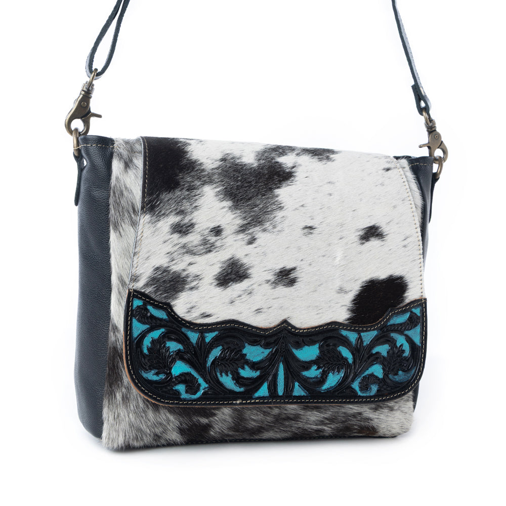 Myra Sagebrush Vale Hairon Leather Concealed Carry Bag in Onyx Frost - Myra USA