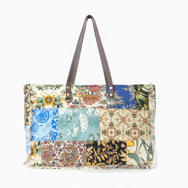 Myra Sundial Hollow Weekender Bag in Multi Patch - Myra USA