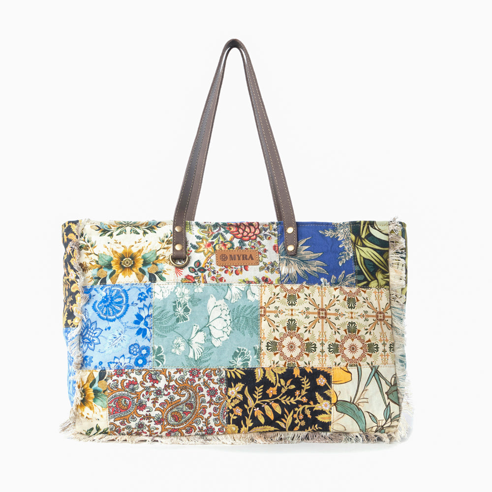 Myra Sundial Hollow Weekender Bag in Multi Patch - Myra USA