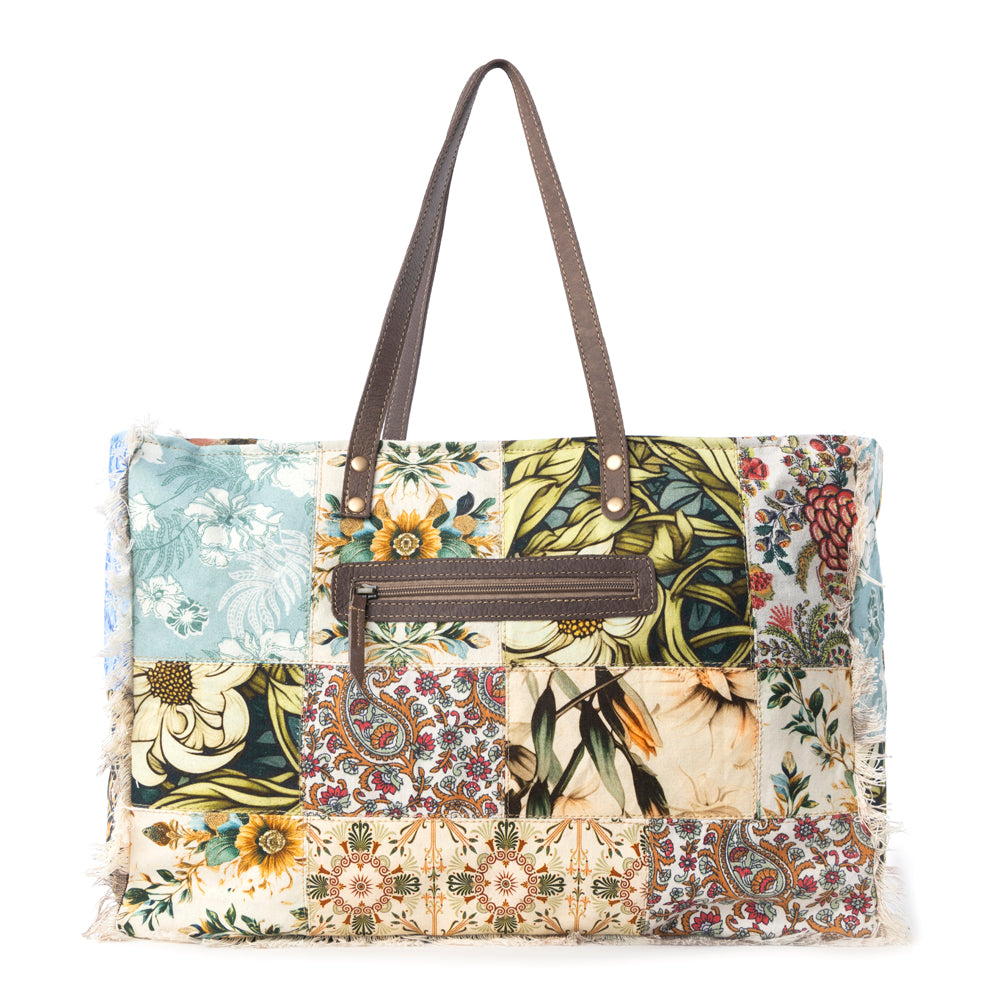 Myra Sundial Hollow Weekender Bag in Multi Patch - Myra USA