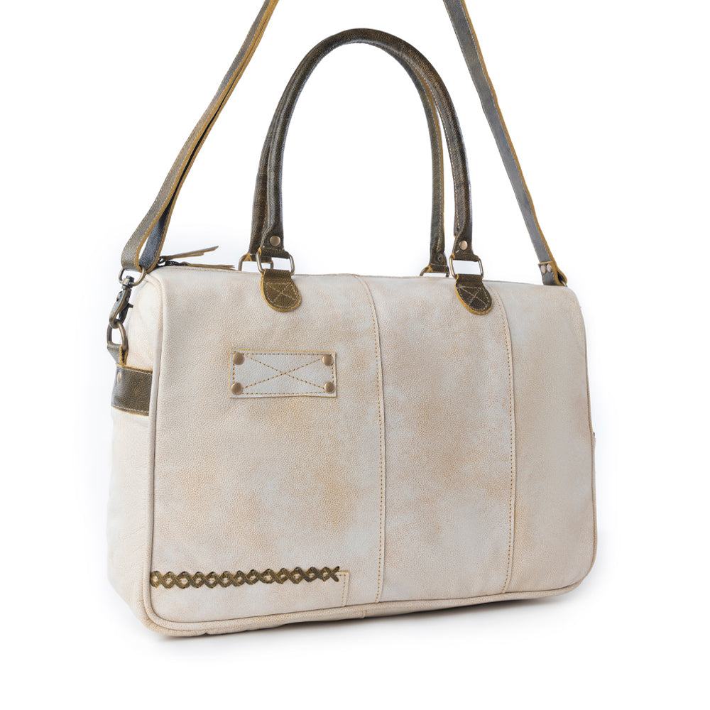 Myra Summit Line Leather Laptop Bag in Desert Cream - Myra USA