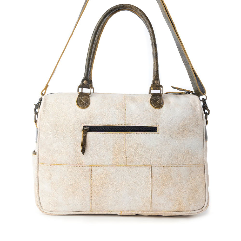 Myra Summit Line Leather Laptop Bag in Desert Cream - Myra USA